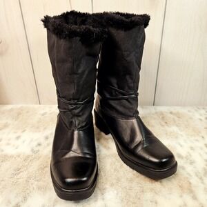 Weatherproof Women's Black‎ Pull-on Winter Boots Size 9M Mid-Calf Lined 2" Heel